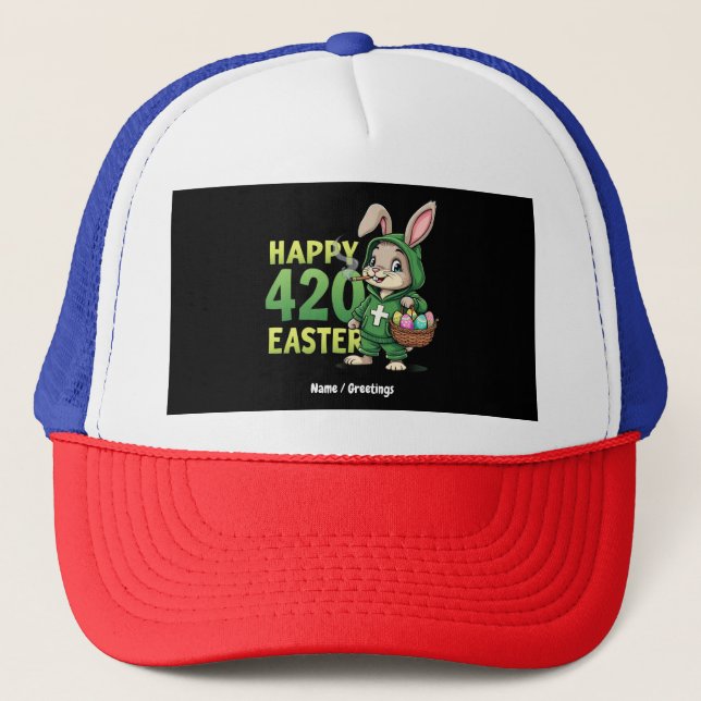 Gorra De Camionero Feliz Pascua Gracioso Diseño Conejo de Pascua (Anverso)