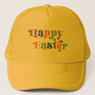 Gorra De Camionero Feliz Pascua Tipografía Retro Colorida