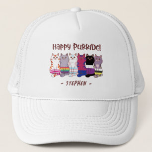 Gorra De Camionero Feliz Purride - gatos del orgullo LGBTQ