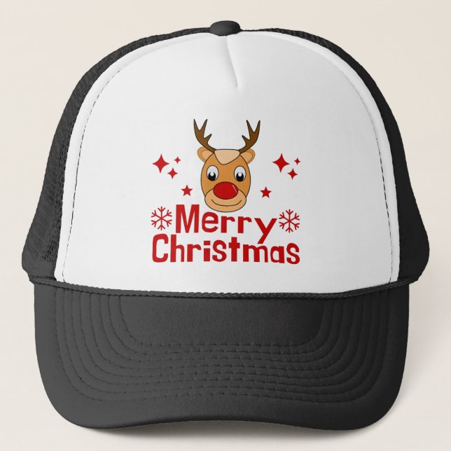 Gorra De Camionero Feliz reno navideño (Anverso)