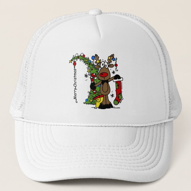 Gorra De Camionero Feliz reno navideño (Anverso)