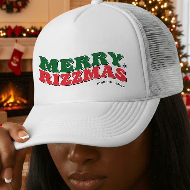 Gorra De Camionero Feliz Rizzmas Retro Familiar Navidad (Merry Rizzmas Retro Family Matching Christmas Trucker Hat
)