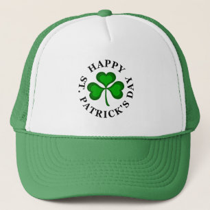 Gorra De Camionero FELIZ SAN. PATRICK'S DAY Text with green Shamrock
