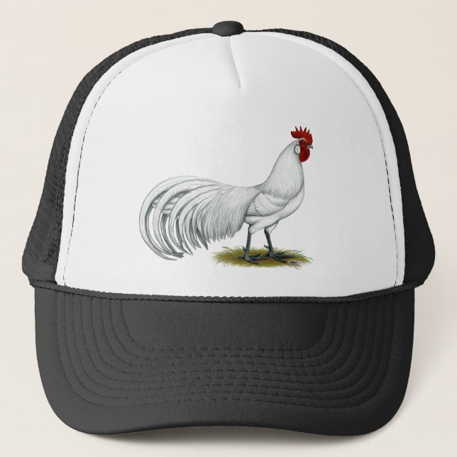 Gorra De Camionero Fénix: Rooster Blanco (Anverso)