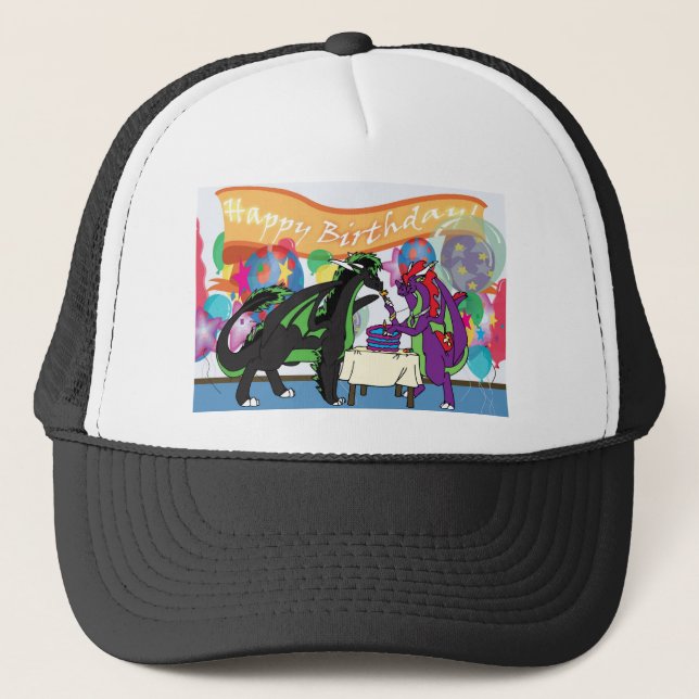 Gorra De Camionero Fiesta de cumpleaños del dragón (Anverso)