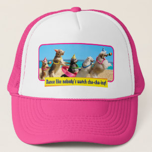 Gorra De Camionero Fiesta de cumpleaños del perro en la línea Conga