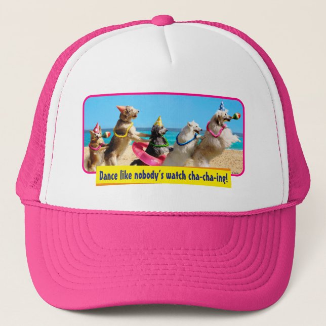 Gorra De Camionero Fiesta de cumpleaños del perro Línea Conga (Anverso)