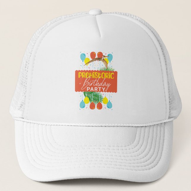 Gorra De Camionero Fiesta de Cumpleaños Prehistórico de Pterodáctilo (Anverso)