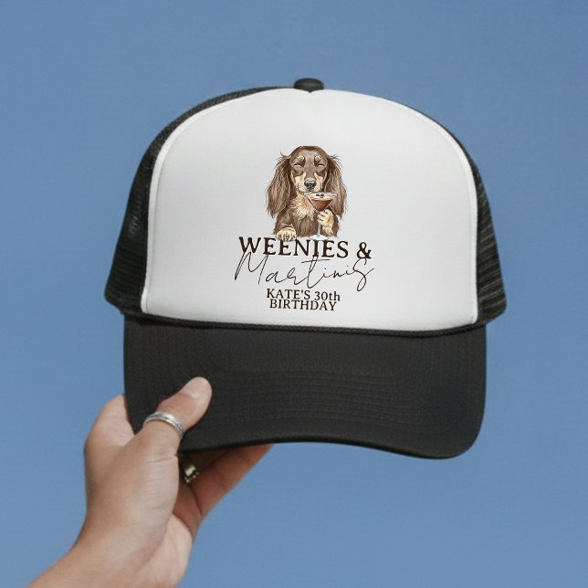 Gorra De Camionero Fiesta de Dachshund Weenies y Martinis (Dachshund Weenies and Martinis Party Trucker Hat
)