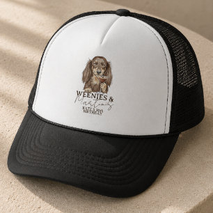 Gorra De Camionero Fiesta de Dachshund Weenies y Martinis