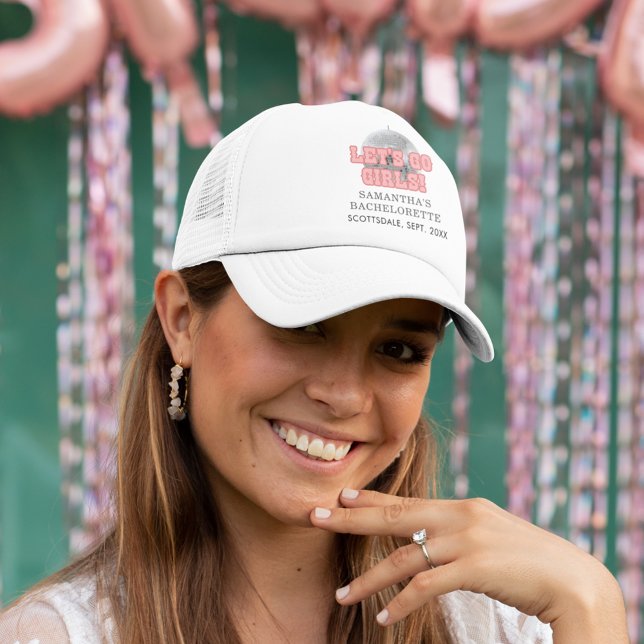 Gorra De Camionero Fiesta de fin de semana de soltera Disco Boda Retr (Disco Bachelorette Lets Go Girls Personalized Trucker Hat)