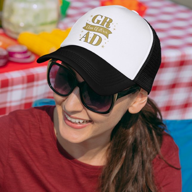 Gorra De Camionero Fiesta de Graduación Dorada y Blanca (Subido por el creador)