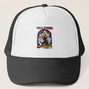 Gorra De Camionero Fiesta de Halloween Casa Embrujada Árbol Calabazas