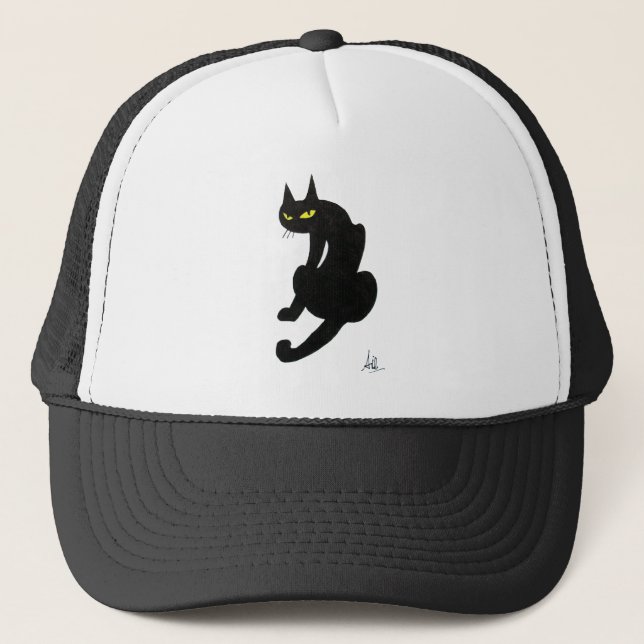 GORRA DE CAMIONERO FIESTA DE HALLOWEEN DEL GATO NEGRO (Anverso)