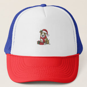 Gorra De Camionero Fiesta de Navidad Decoración Perro de Pitbull