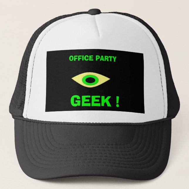 GORRA DE CAMIONERO ¡FIESTA DE OFICINA, GEEK! (Anverso)