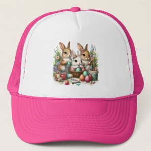 Gorra De Camionero Fiesta de pintura Cute, Conejo de Pascua/Primavera