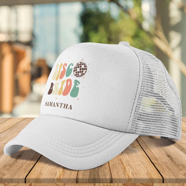 Gorra De Camionero Fiesta de Soltera Disco Novia Personalizada (Bachelorette Party Disco Bride Personalized Trucker Hat)