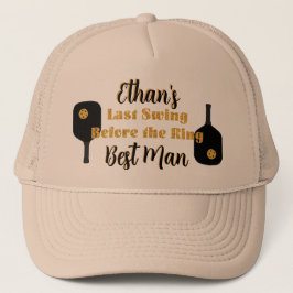 Gorra De Camionero Fiesta de Soltero de Pickleball Oro Negro Personal