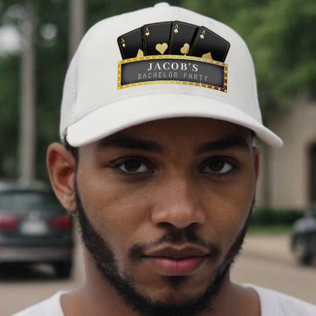 Gorra De Camionero Fiesta de Soltero Poker Aces Negro y Dorado (Subido por el creador)