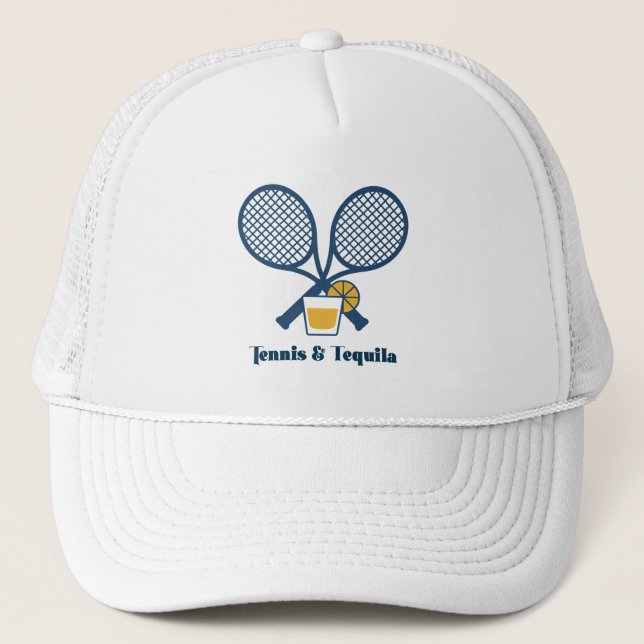 Gorra De Camionero Fiesta de tenis y tequila Preppy (Anverso)