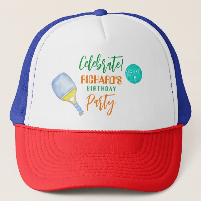 Gorra De Camionero Fiesta Deportivo Acuarela Baloncesto Temático Cump (Anverso)