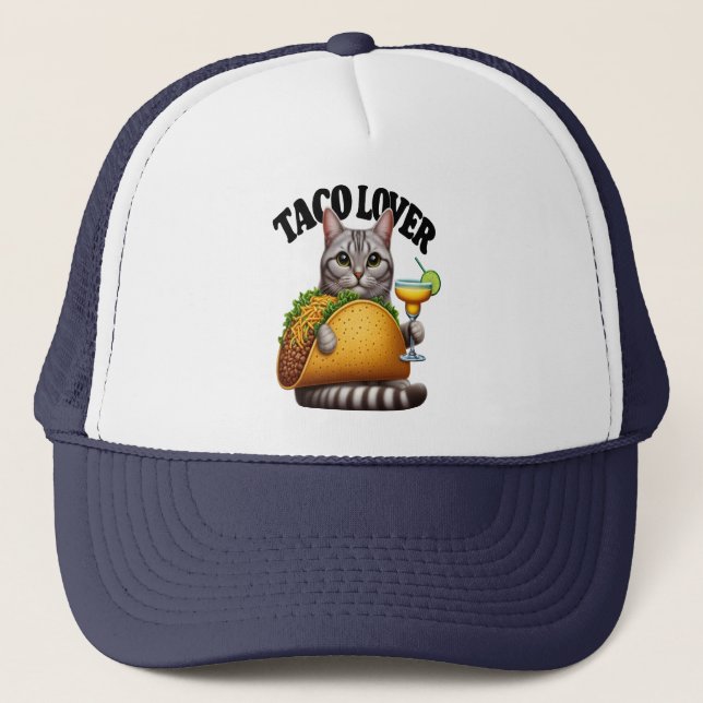 Gorra De Camionero Fiesta felina: gato taco (Anverso)