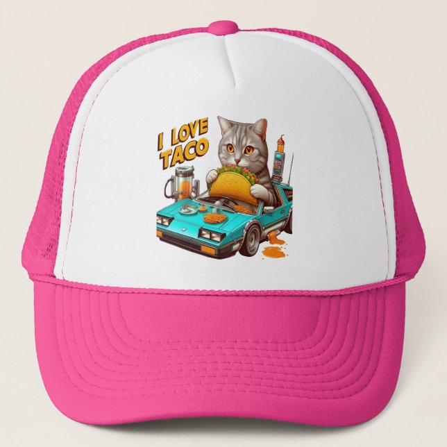 Gorra De Camionero Fiesta felina que amo el taco (Anverso)