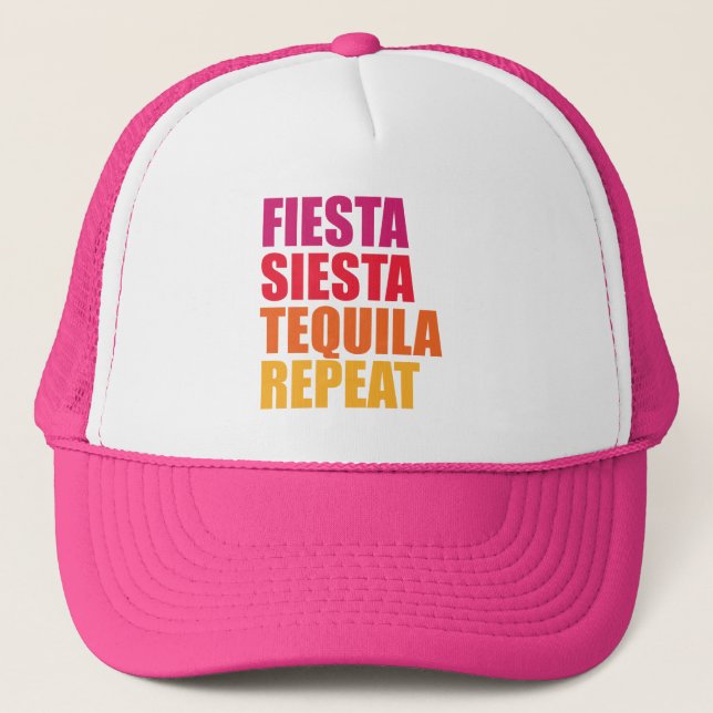 Gorra De Camionero Fiesta, siesta, vacaciones de Bachelorette del (Anverso)