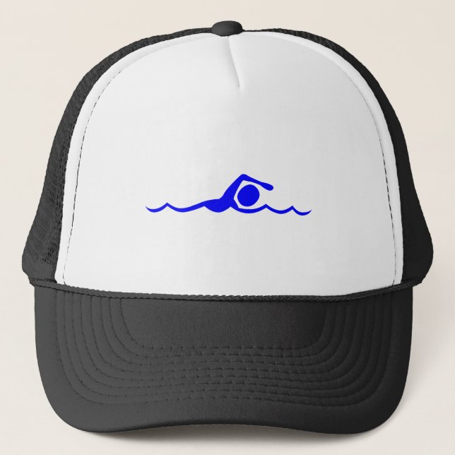 Gorra De Camionero Figura de natación - Azul (Anverso)