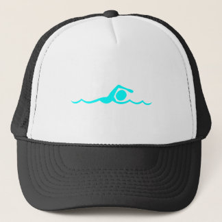 Gorra De Camionero Figura de natación - cian