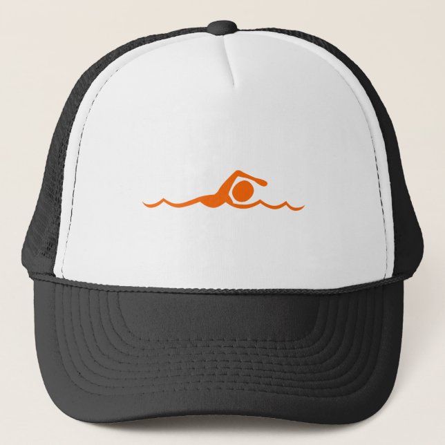 Gorra De Camionero Figura de natación - Naranja (Anverso)