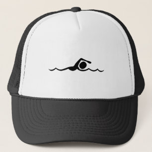 Gorra De Camionero Figura de natación - Negro