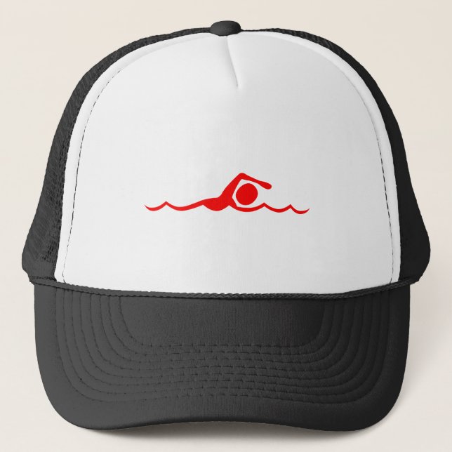 Gorra De Camionero Figura de natación - Rojo (Anverso)