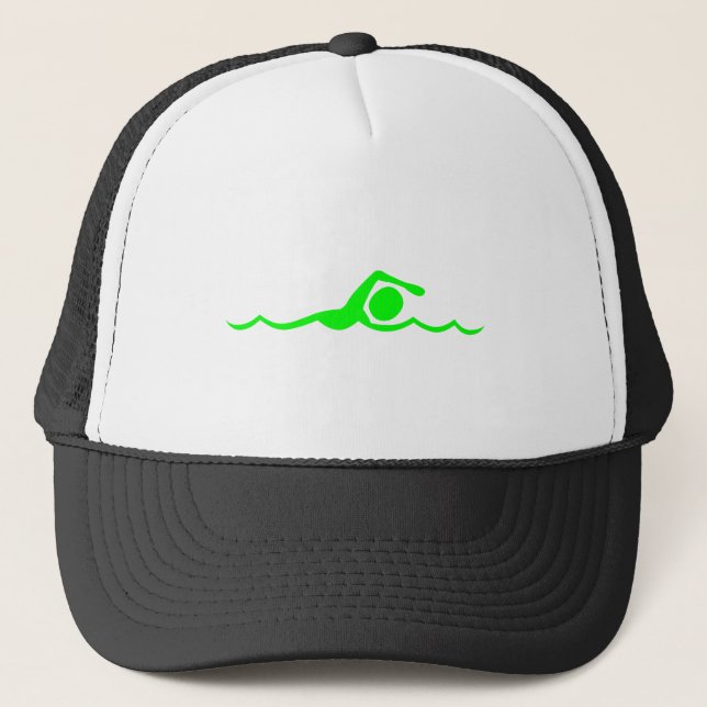 Gorra De Camionero Figura de natación - Verde (Anverso)
