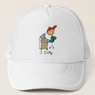 Gorra De Camionero Figura de palito masculina navegando en la web