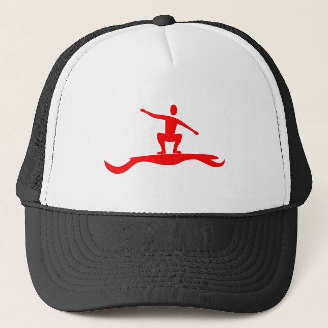 Gorra De Camionero Figura de surf - Rojo (Anverso)