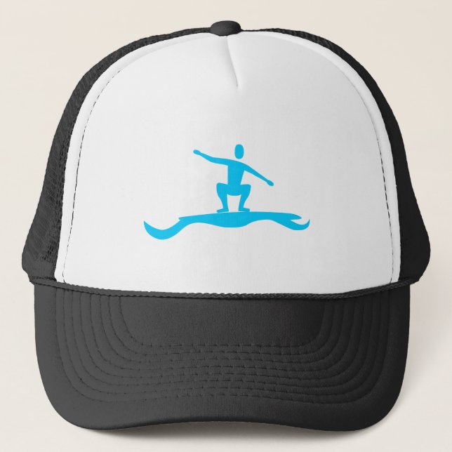 Gorra De Camionero Figura de Surfing: Azul cielo (Anverso)