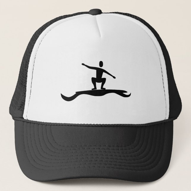 Gorra De Camionero Figura de Surfing - Negro (Anverso)