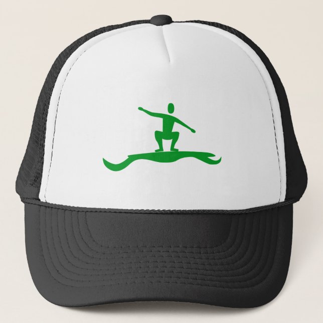 Gorra De Camionero Figura de Surfing - Verde de hierba (Anverso)
