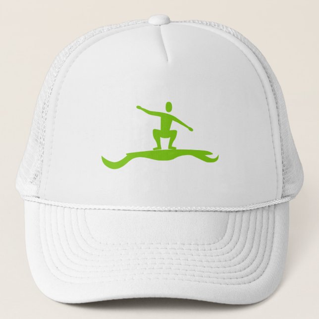 Gorra De Camionero Figura de Surfing: Verde Marciano (Anverso)