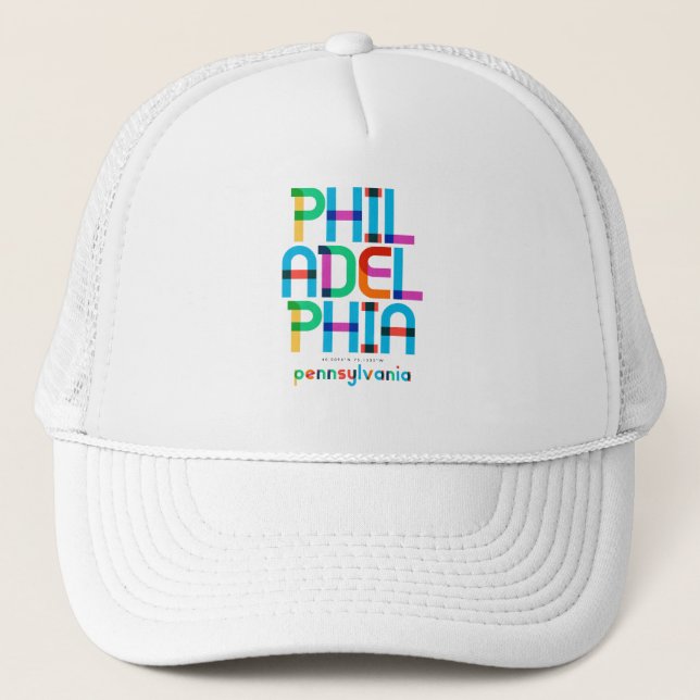 Gorra De Camionero Filadelfia Pennsylvania Mid Century, Pop Art (Anverso)