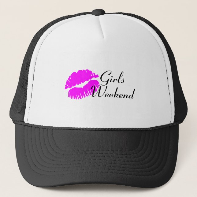 Gorra De Camionero Fin de semana de los chicas (negro del beso) (Anverso)