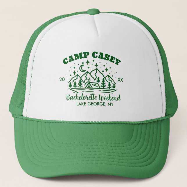 GORRA DE CAMIONERO FIN DE SEMANA DEL CAMPAMENTO BACHELORETTE (Anverso)