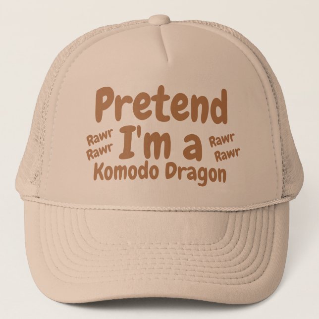 Gorra De Camionero fingir que soy komodo dragon disfraz marrón (Anverso)