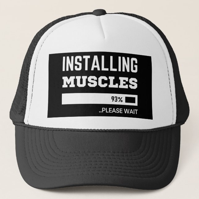 Gorra De Camionero Fitness Funny Workout Instalar Músculos (Anverso)