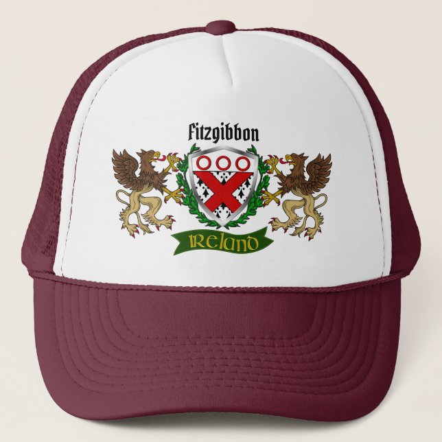 Gorra De Camionero Fitzgibbon Irish Shield personalizado (Anverso)