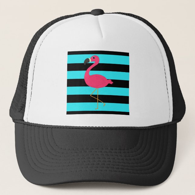 Gorra De Camionero Flamenco rosado en trullo y negro (Anverso)