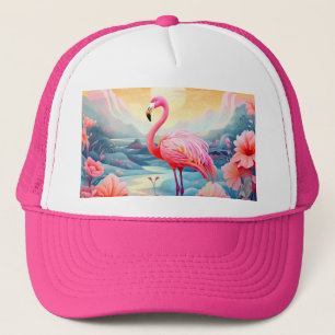 Gorra De Camionero Flamenco Tropical con Flores