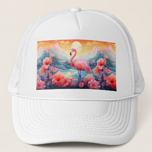 Gorra De Camionero Flamenco Tropical con Flores
